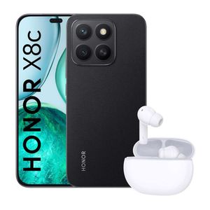 Celular Honor X8C 256GB, 8GB ram, cámara principal 108MP + 5MP, frontal 50MP, 6.5", midnight black + Audífonos Earbuds X7i