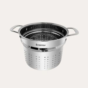 Espaguetera de Acero Inoxidable 4 Piezas con Vaporera y Tapa de Vidrio (FZ-0062SP)