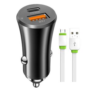 Cargador Auto Tipo C 30W USB QC5.1 SANCI Carga Rapida SCQ972