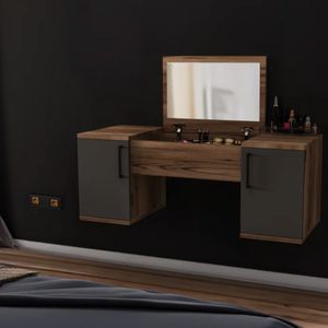 Tocador Con Espejo Flotante Leonard Bicolor Muebles Bonno