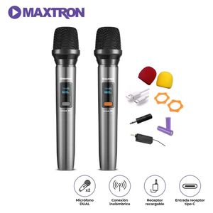 Micrófono Dual Maxtron MX 7228BT Inalámbrico BT Recargable