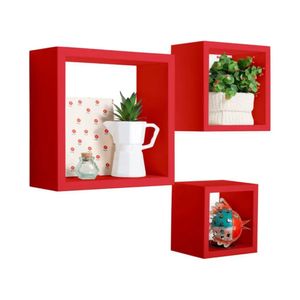 Repisa Cubo Flotante Rojo Muebles Bonno