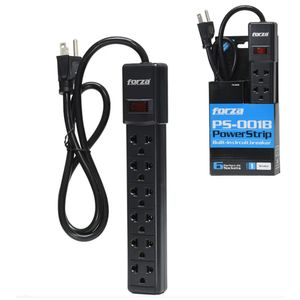 Extensión de 6 Salidas FORZA cable 90cm Regleta Supresor de Picos 2200W