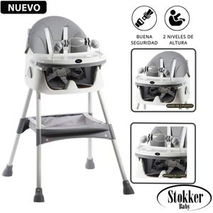 Silla de Comer Plegable Doble bandeja LUNA Gris