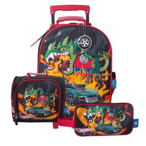 Pack Escolar Primaria Maleta, Lonchera y Cartuchera Hot Wheels