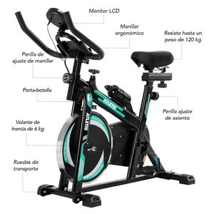 Bicicleta Spinning K300 Pro Volante Inercia 6 kg Verde