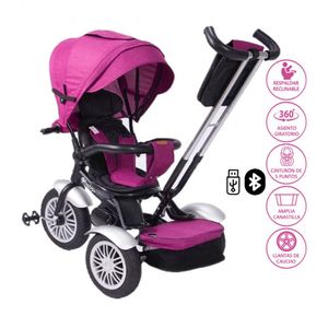 Triciclo Guiador Ebaby "ZOE" USB 360 Pink