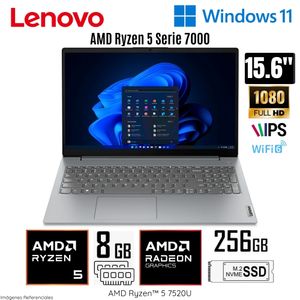 Laptop Lenovo V15 G4 AMN AMD Ryzen 5 7520U 8GB LPDDR5 RAM 256GB SSD 15.6" FHD 82YU00X6LM