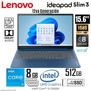 Laptop Lenovo Ideapad Slim 3 15IAH8 Intel Core i5 12450H 8GB RAM 512GB SSD 15.6"  FHD  83ER001CLM