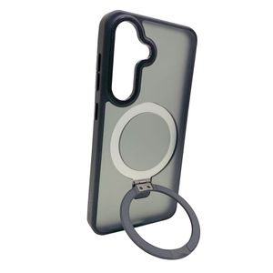 Case para Samsung Galaxy S25+ magnético con soporte, amortiguador de choques, protección de cámaras, negro