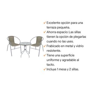 COMBO Set de terraza New Bistro Beige 1 Mesa + 2 Sillas Orange + 2 Sillas de terraza New Bistro Beige Orange