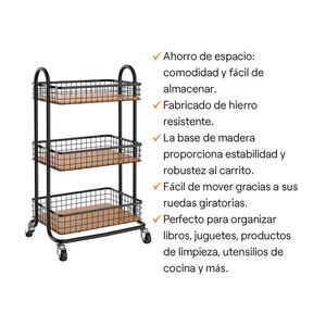 COMBO Orange: Mueble Alacena de Cocina New Antonia 160cm MDP + Carrito Organizador Cesta con Base de Madera 3 Niveles Negro
