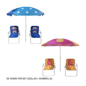 Sombrilla + 2 Sillas Infantil Casa del Mediterráneo Orange - Color Aleatorio