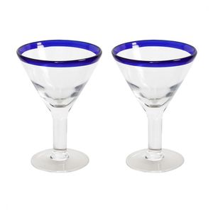Set x 2 copas de vidrio Borde Azul Casa del Mediterráneo Orange