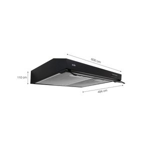 Campana Convencional Sole Nyx Acero Inoxidable 60cm Negra