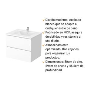 COMBO de Baño Orange: Inodoro One Piece  Palermo Blanco Mate + Vanitorio Milan 60cm Blanco