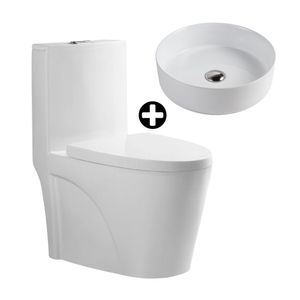 COMBO de Baño Orange: Inodoro One Piece  Palermo Blanco Mate + Ovalín Nápoles 36x36x11.4cm Blanco Mate