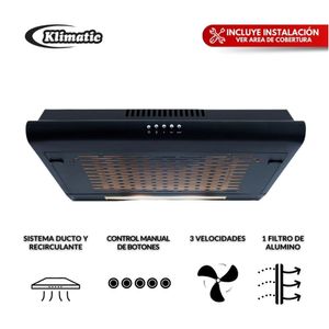COMBO Cocina Empotrable Klimatic Aleesia 4 Hornillas a Gas Negro + Campana Klimatic IWH101NE/M 60cm