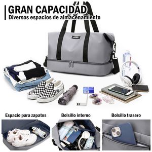 Bolso de Viaje Deportivo Porta Zapatos con Correa Ajustable Plomo GF6