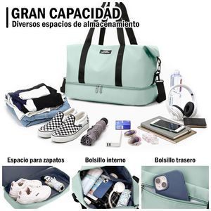 Bolso de Viaje Deportivo Porta Zapatos con Correa Ajustable Verde GF6