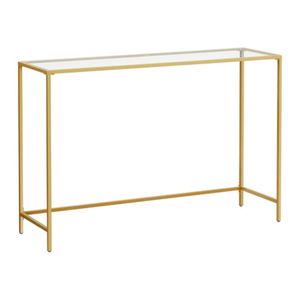 Mesa de Recibidor Moderna con Vidrio Templado y Estructura Dorada