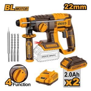 Rotomartillo Brushless Ingco 20V 2.0J SDS PLUS + 2 Baterías 2.0AH CRHLI20208
