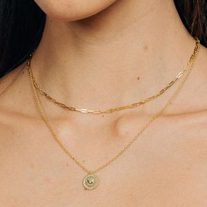 Collar Paper Clip Delgado Corto Bañado en Oro 24k