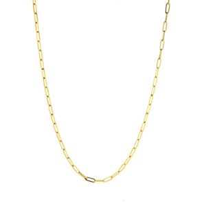 Collar Paper Clip Grueso Largo Bañado en Oro 24K