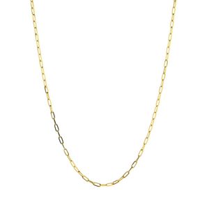 Collar Paper Clip Delgado Largo Bañado en Oro 24K