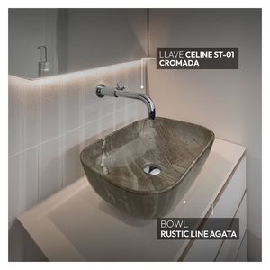Combo Rustic Line Agata + Celine St + Desagüe Pop Up S/Rebose P/Bowl Cola Cromado 18cm