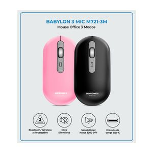 Mouse Recargable Bluetooth + Wireless Babylon Pink M721-3m Micronics