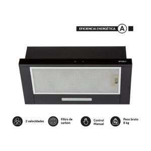 COMBO FDV: Cocina Encimera Empotrable Black 60 + Horno Empotrable a Gas Glp Neo Acero 56L Negro + Campana Extraíble Twin 60 Acero Inoxidable Negro