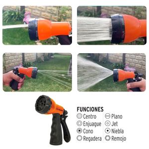 Pistola para riego de 8 funciones, Truper