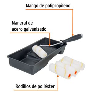 Kit Dumbo, rodillo para pintar, 5 rodillos 1 maneral 1 bandeja, brocha