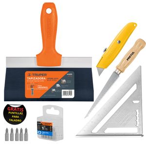 Kit herramientas drywall espÁtula serruchin escuadra cuter y puntillas
