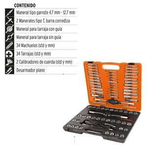Juego de 76 piezas machos y tarrajas saca roscas,Truper
