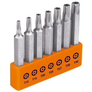 Juego de 7 puntas torx combinadas c/seguro largo 2", Truper