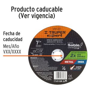 Disco de corte metálico 7" x 1.5 mm, truper Expert