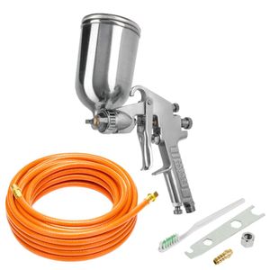 KIT PISTOLA DE AIRE PARA PINTAR PROFESIONAL MANGUERA 10 METROS TRUPER