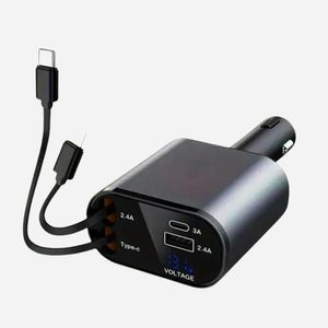 Cargador de Auto Retractil Carga Rapida 120W