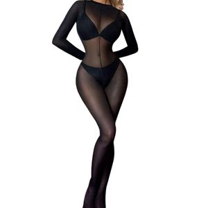 Enterizo transparente negro con abertura en la entrepierna – talla M