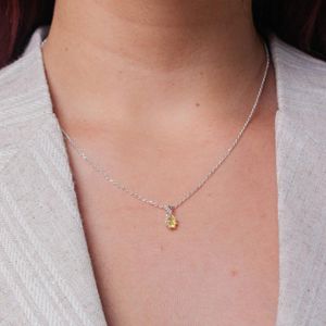 Collar con Circón Amarillo de Plata 925