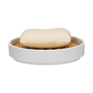 Jabonera de Plástico y Bambú Ø10x3,5 cm