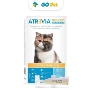 Atrevia Trio Cats Medium 2.9 a 6.25 Kg x 1 Pipeta - Antipulgas y Antiparasitario para Gatos