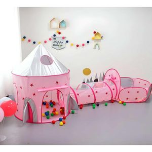Castillo Mágico con Túnel y Piscina 3 En 1 +100 Pelotas Rosado