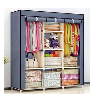 Ropero Armable de Tela 3 Cuerpos Con 8 Divisiones Azul