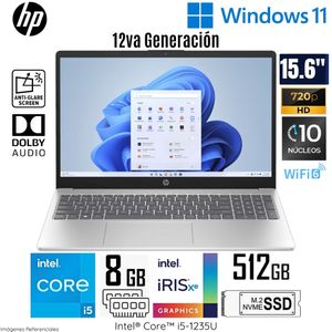 Laptop HP Intel Core i5 12va 8GB RAM 512GB SSD 15.6" HD Win 11 - 15-FD0048LA