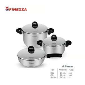 Set de ollas FINEZZA FZ-1048TS de acero inoxidable 6 Pzas