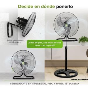 Ventilador Bossko BK-8218VI-NG Pedestal 3 en 1 De 18" 200w