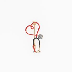 Pin Médico de Metal KAMED Diseño Estetoscopio con Diamante de Fantasía